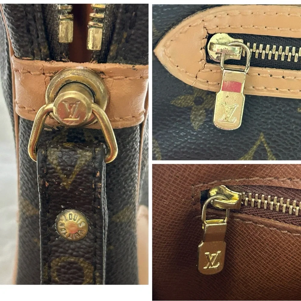 Vintage LOUIS VUITTON Monogram Marly Dragonne GM Clutch Bag  Brown Authentic